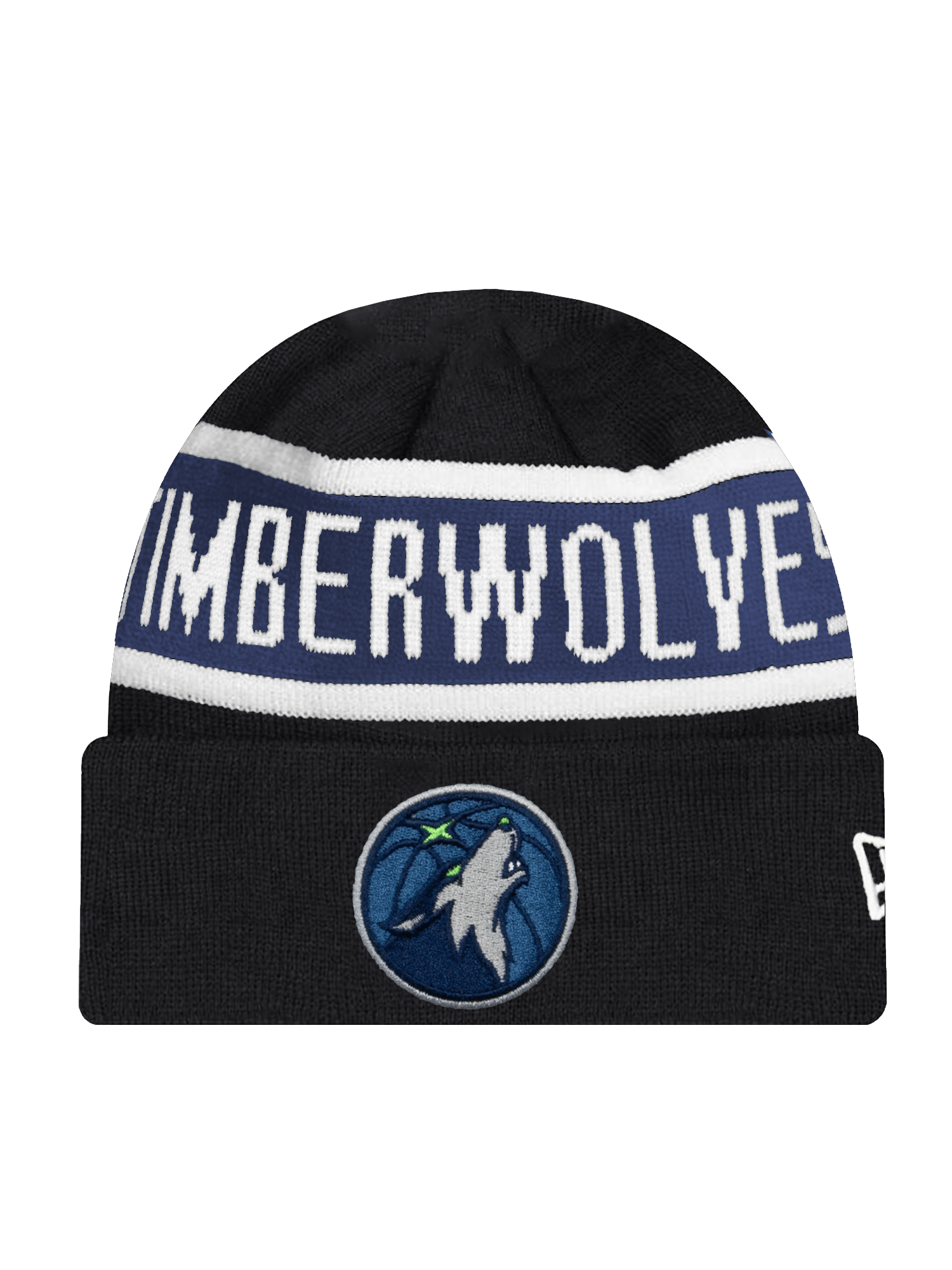 Minnesota Timberwolves New Era NBA Spell Out Pomless Knit Beanie - Black