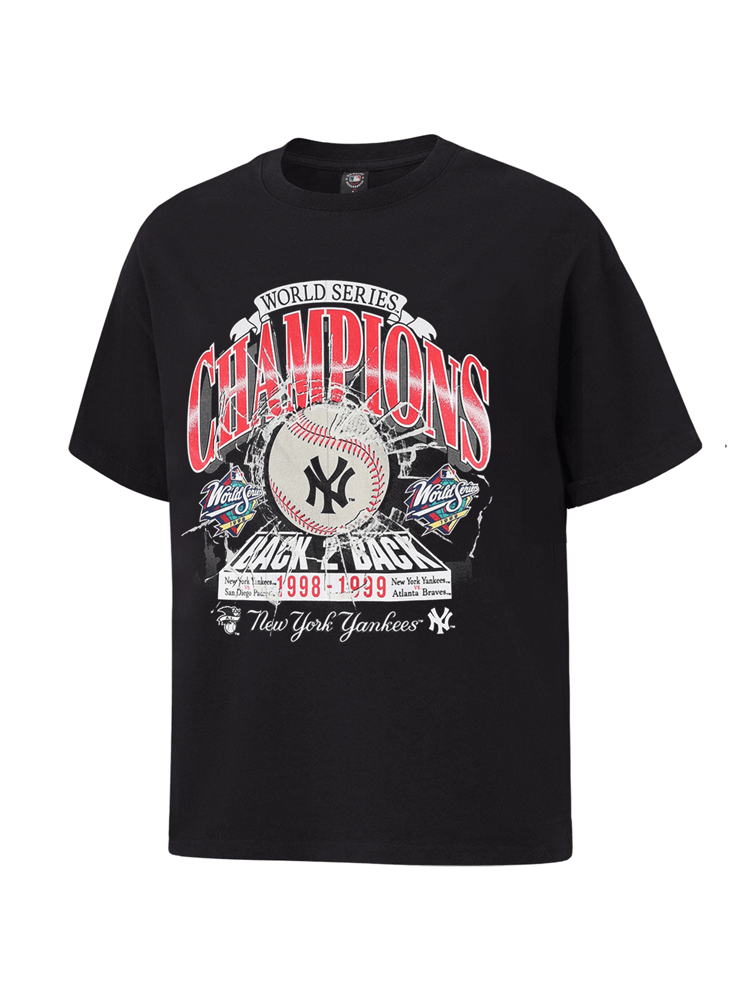 New York Yankees Majestic MLB Back To Back Champs Vintage T-Shirt - Faded Black