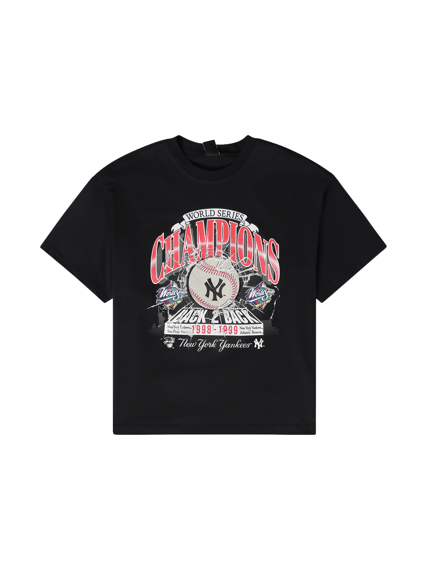 New York Yankees Majestic MLB Back To Back Champs Vintage T-Shirt - Faded Black