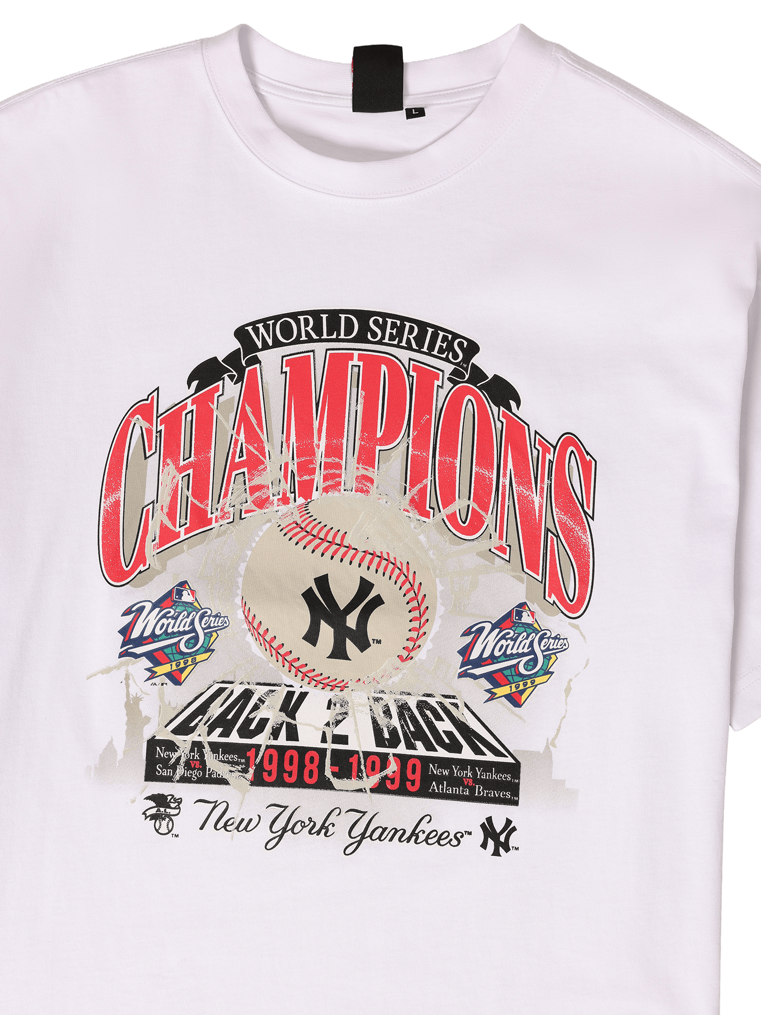 New York Yankees Majestic MLB Back To Back Champs Vintage T-Shirt - Optic White