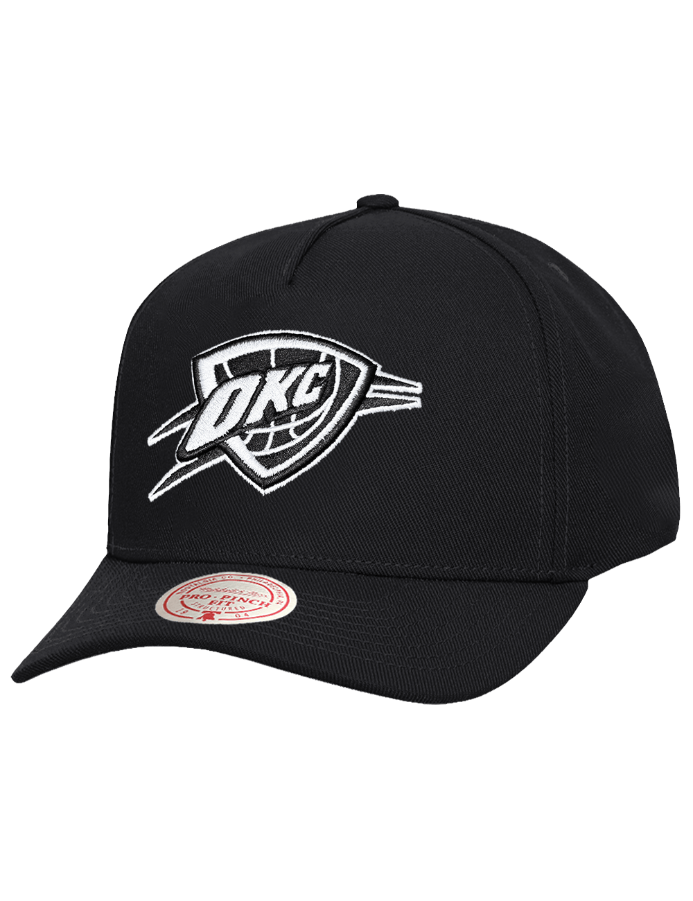 Oklahoma City Thunder Mitchell & Ness NBA Monochrome Pro Pinch Snapback Hat - Black
