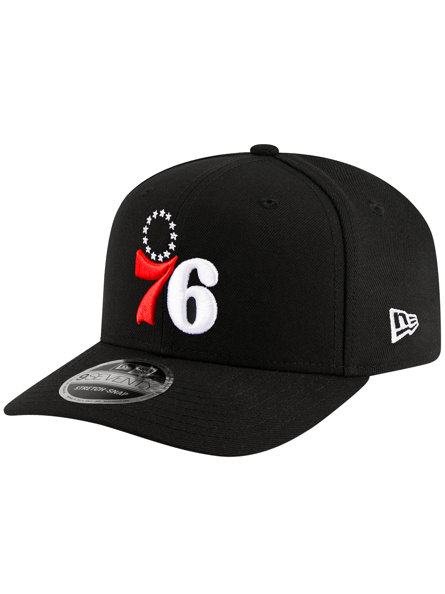 Philadelphia 76ers New Era NBA Alt 9SEVENTY Stretch-Snapback Hat - Black