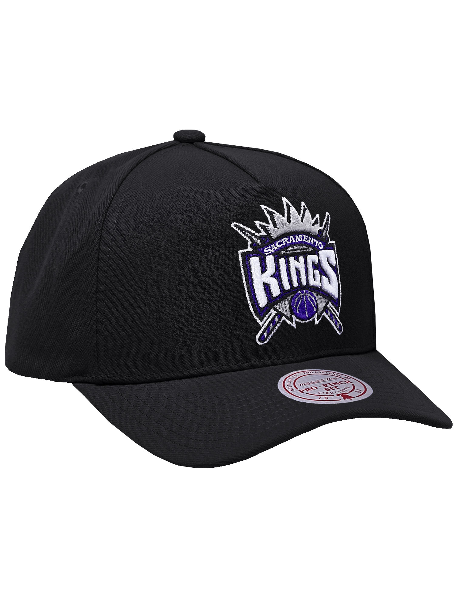 Sacramento Kings Mitchell & Ness NBA HWC Pro Pinch Snapback Hat - Black