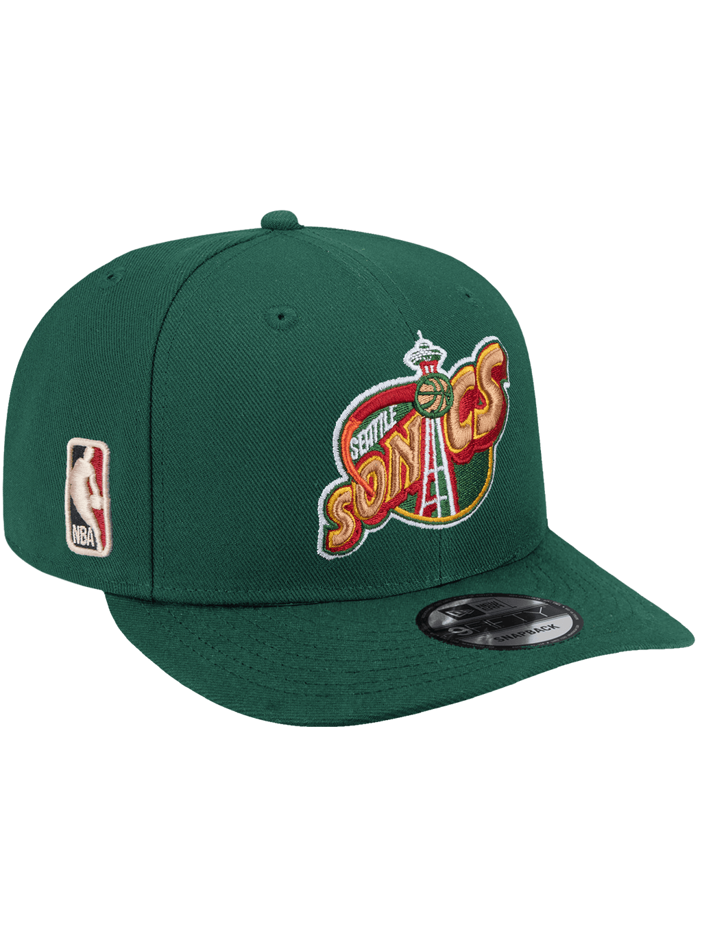 Seattle Supersonics New Era NBA HWC 9FIFTY Pre-Curved Snapback Hat - Dark Green
